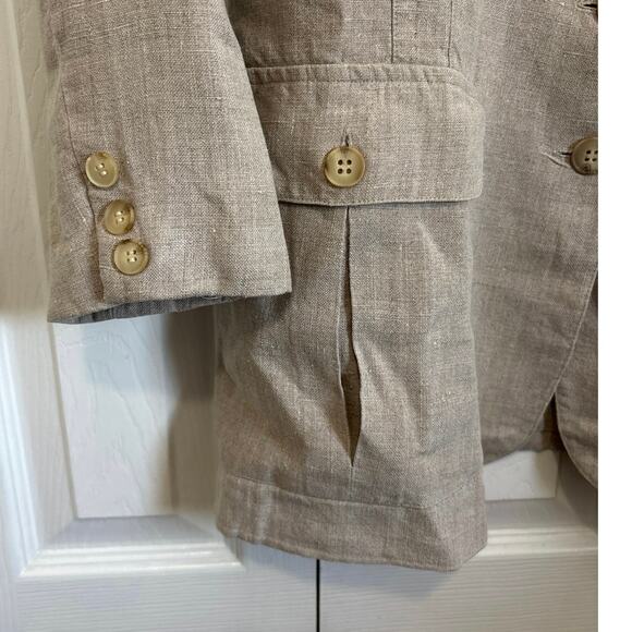 Linen Willimax Neutral Fully Lined Safari Lagenlook Blazer Size Small - Picture 3 of 7